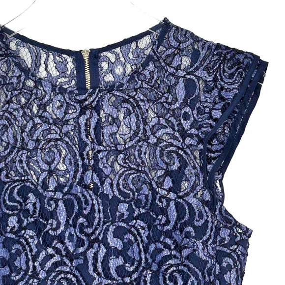 RACHEL Rachel Roy Dress Lined Cap sleeves Lace Gold zip Navy/light blue Size 4 - Picture 7 of 12
